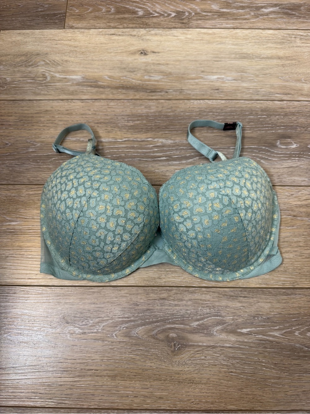 Victoria's Secret Seafoam Lace Bra with Gold Details